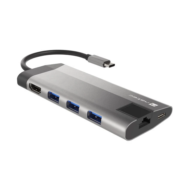 Мультипорт-адаптер Natec USB-C 0,15 м Grey (5901969426601)