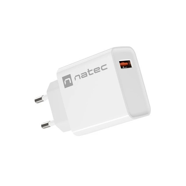 Мережевий зарядний пристрій Natec Ribera USB-A 18 Вт White (5901969443066)