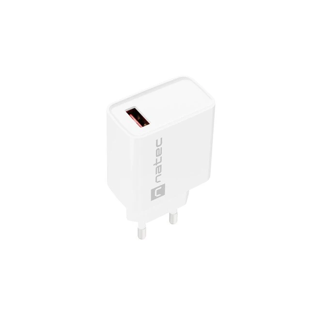 Мережевий зарядний пристрій Natec Ribera USB-A 18 Вт White (5901969443066)