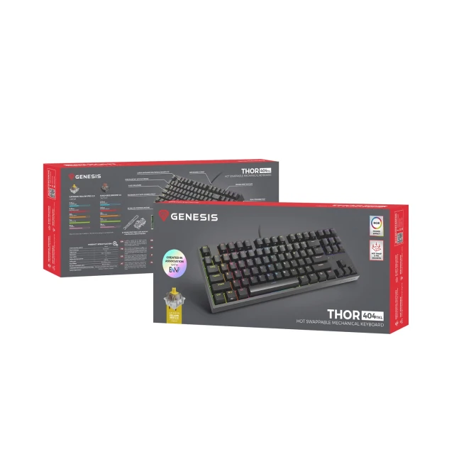 Клавіатура Genesis Thor 404 TKL ігрова USB US розкладка Black (5901969443196)