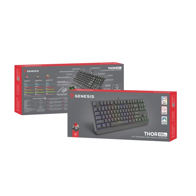 Клавіатура Genesis Thor 230 TKL ігрова USB US розкладка Black (5901969443271)