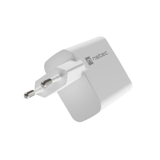 Мережевий зарядний пристрій Natec Ribera NUC-2144 GaN 1x USB-A 1x USB-C 65 Вт White (5901969444254)