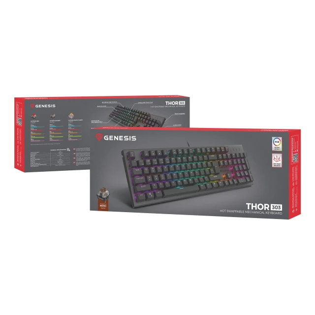 Клавіатура Genesis Thor 303 ігрова USB німецька розкладка Black (5901969444599)