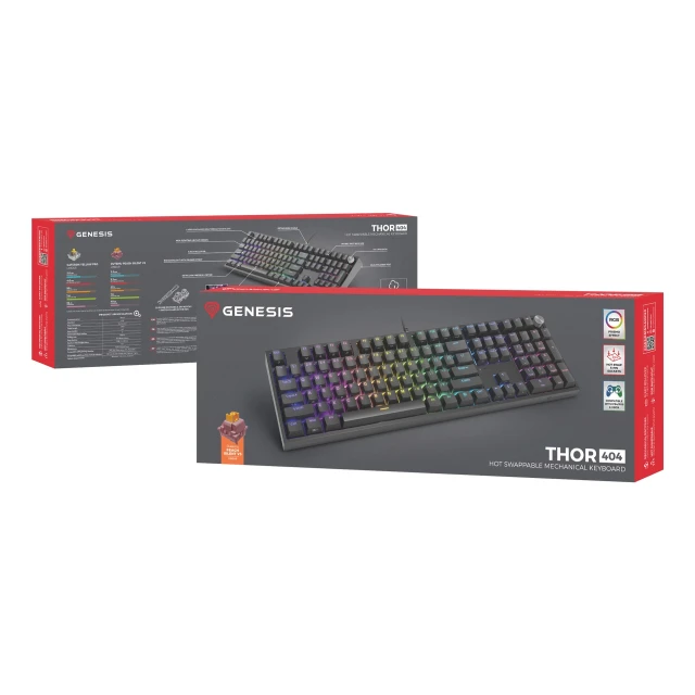 Клавіатура Genesis Thor 404 USB UK розкладка Black (5901969449150)
