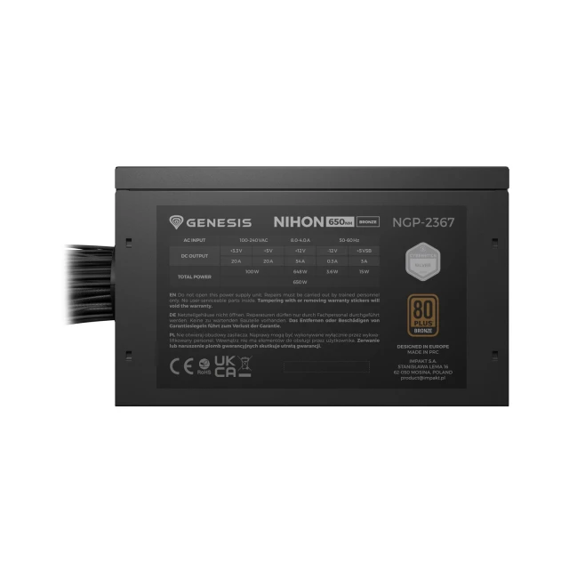 Блок живлення Genesis Nihon 650NM 650 Вт Black (5901969449853)