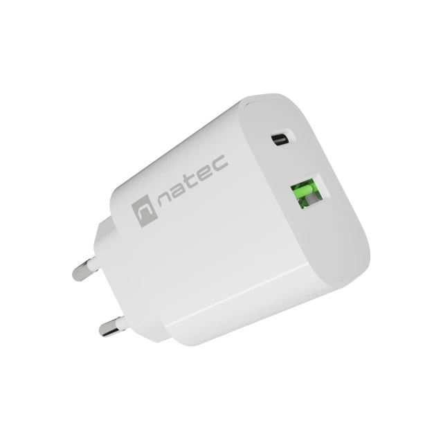Мережевий зарядний пристрій Natec Ribera USB-A + USB-C (5901969450156)