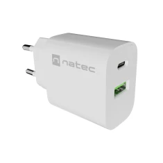 Мережевий зарядний пристрій Natec Ribera USB-A + USB-C (5901969450156)