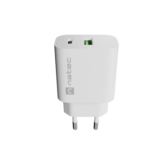 Мережевий зарядний пристрій Natec Ribera USB-A + USB-C (5901969450156)