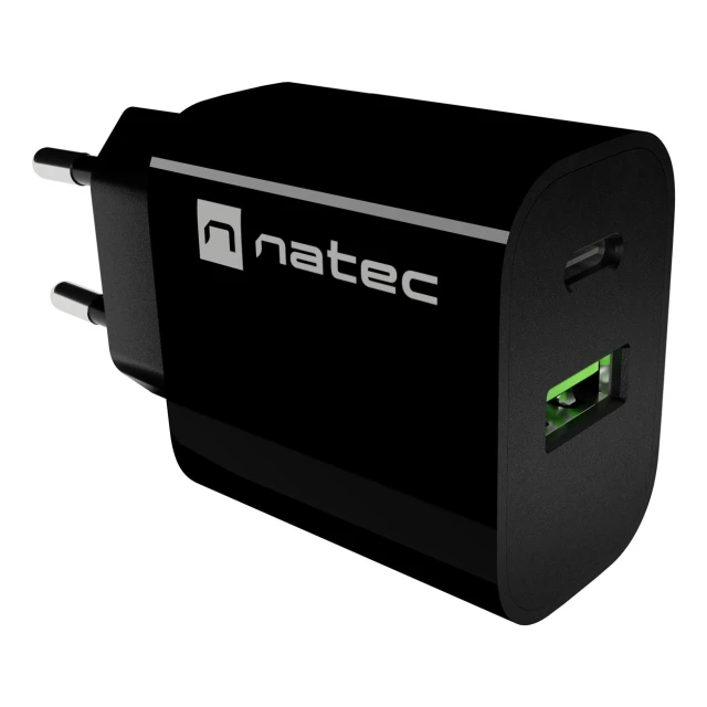 Мережевий зарядний пристрій Natec Ribera 1x USB-A + 1x USB-C (5901969450163)