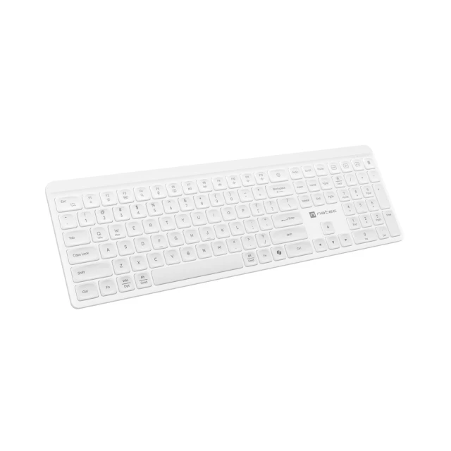 Клавіатура Natec Tang US бездротова Bluetooth + 2.4 GHz безшумна Slim White (5901969450880)