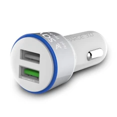 Автомобільний зарядний пристрій Savio SA-06/W Quick Charge 3.0 2x USB White (5901986044543)