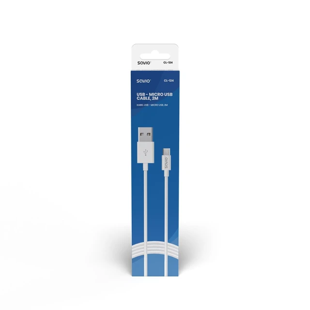 Кабель Savio CL-124 Micro USB – USB 2.0 Type-A 2 м White (5901986044574)