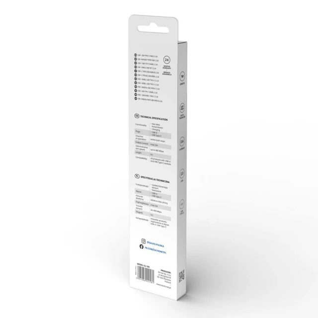 Кабель Savio CL-125 USB Type-C – USB 2.0 Type-A 1 м White (5901986044581)