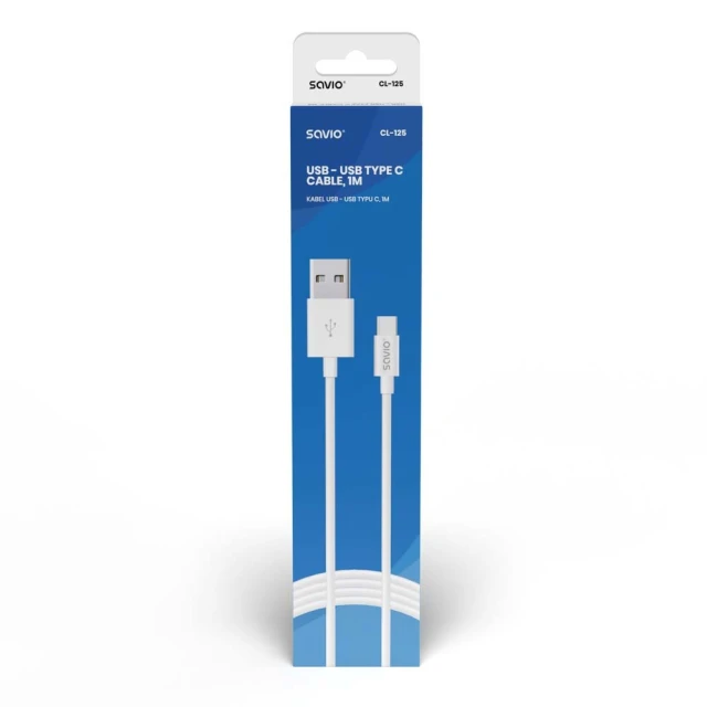 Кабель Savio CL-125 USB Type-C – USB 2.0 Type-A 1 м White (5901986044581)