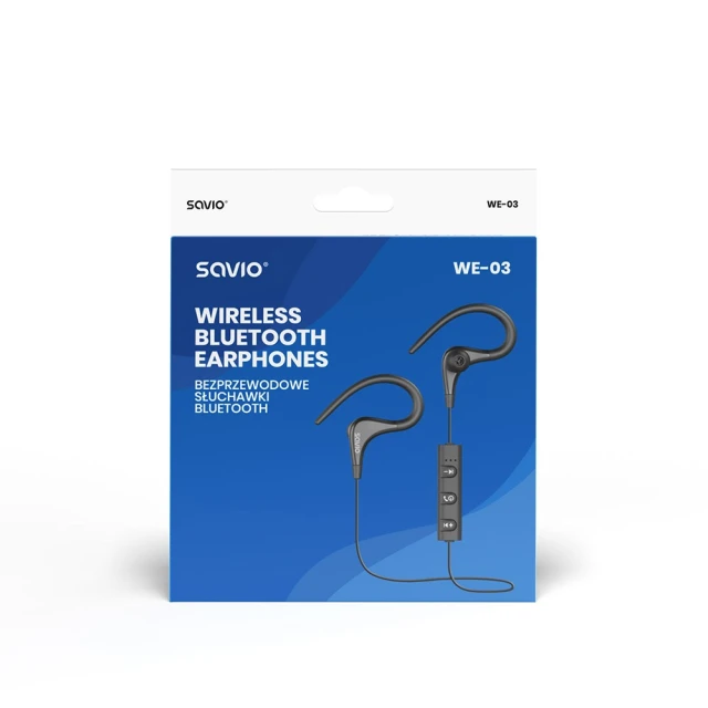 Навушники Savio WE-03 бездротові спортивні Bluetooth Black (5901986044864)
