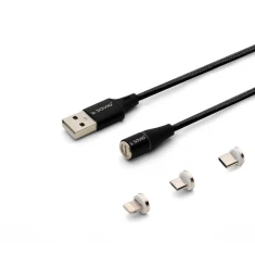Кабель магнитный Savio USB — USB Type-C/microUSB/Lightning CL-155 2 м Black (5901986046738)