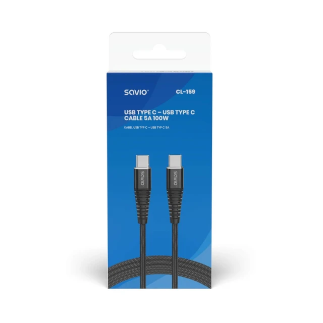 Кабель Savio USB Type-C — USB Type-C 5A 1 м (5901986046929)