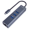 Хаб Savio AK-57 3-портовий USB-C з адаптером RJ-45 (5901986047766)
