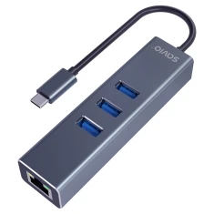 Хаб Savio AK-57 3-портовий USB-C з адаптером RJ-45 (5901986047766)