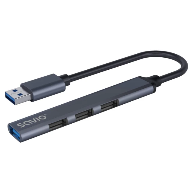 Хаб Savio USB-A — 3 x USB-A 2.0, 1 x USB-A 3.0 Grey (5901986048480)