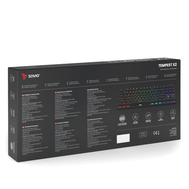 Клавіатура Savio Tempest X2 механічна Outemu Blue RGB (5901986048626)