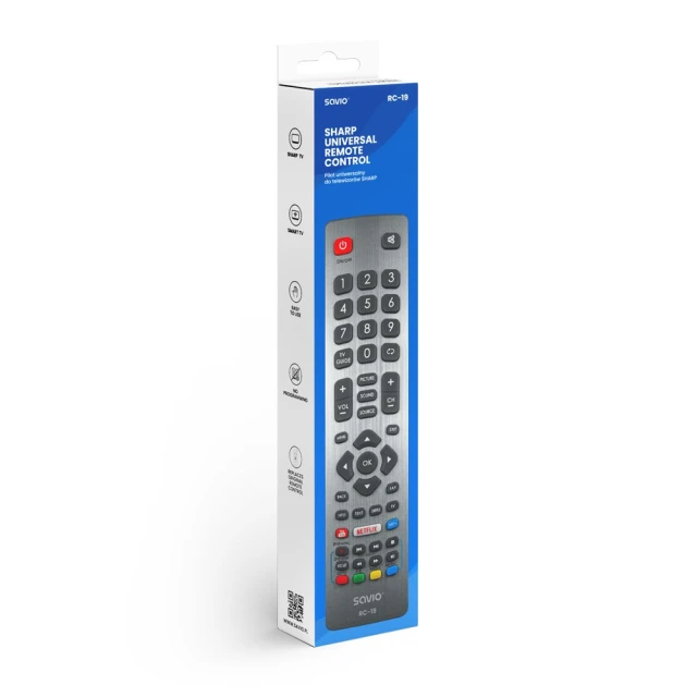 Пульт дистанційного керування Savio RC-19 для Sharp Smart TV (5901986049173)