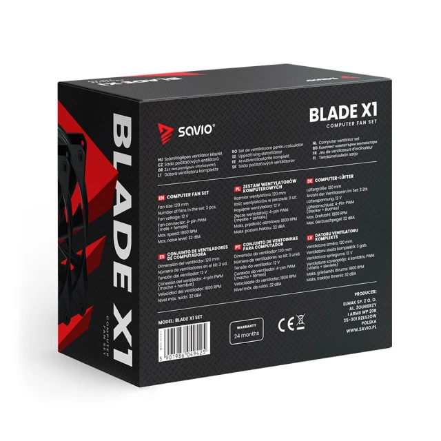 Набір вентиляторів Savio 3 x 120 мм 4-pin PWM Blade Set (5901986049425)