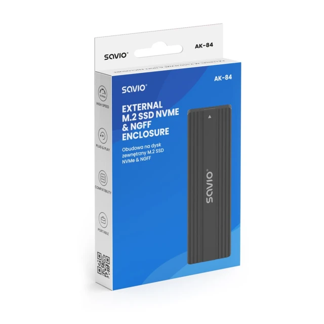 Внешний карман Savio AK-84 для M.2 NVMe & NGFF SSD Combo (5901986049876)