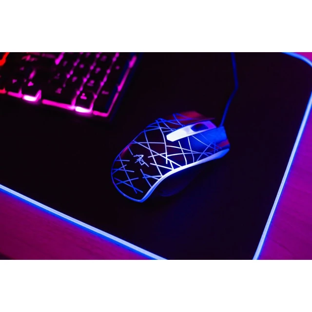 Комплект ART AK-50 клавиатура USB A QWERTY с подсветкой + мышь USB A с подсветкой Black (5902115409028)