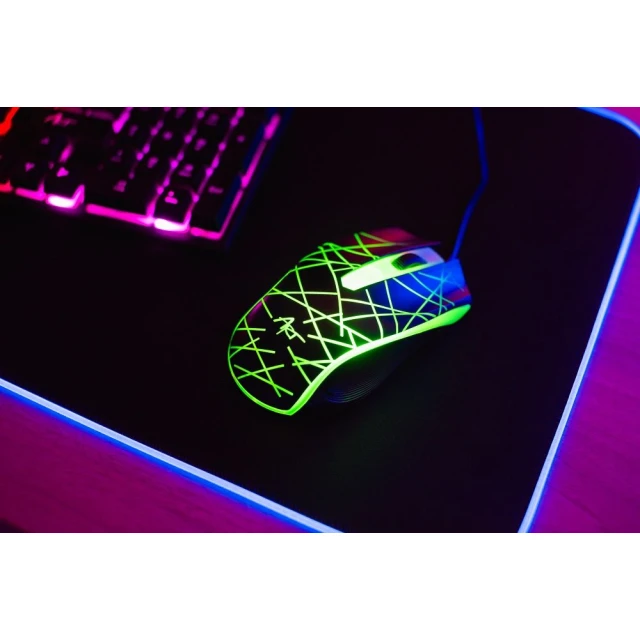 Комплект ART AK-50 клавиатура USB A QWERTY с подсветкой + мышь USB A с подсветкой Black (5902115409028)