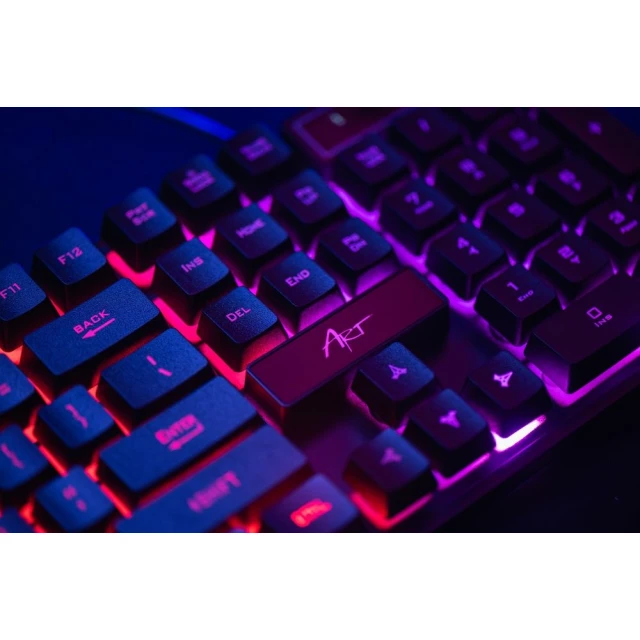 Комплект ART AK-50 клавиатура USB A QWERTY с подсветкой + мышь USB A с подсветкой Black (5902115409028)