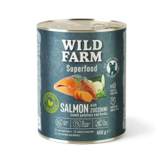 Вологий корм для собак Wild Farm Superfood з лососем, кабачком і бататом 800 г (5902186093140)