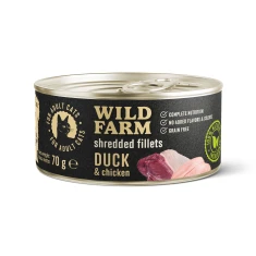 Вологий корм для котів Wild Farm Shredded Fillets філе з качкою і куркою в бульйоні 70 г (5902186093263)