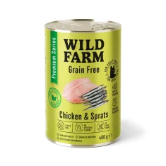 Вологий корм для котів Wild Farm Premium Grain Free з куркою та шпротами 400 г (5902186093362)