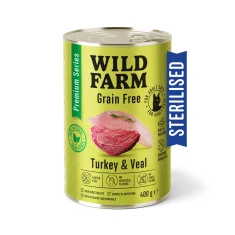 Вологий корм для стерилізованих котів Wild Farm Premium Grain Free з індичкою та телятиною 400 г (5902186093409)