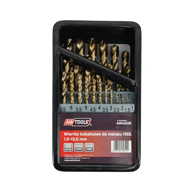 Набор сверл по металлу Awtools KOBALT 1-13 мм 25 шт (5902198748120)