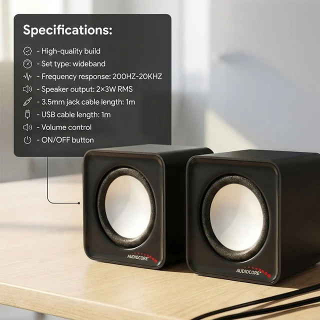 Акустична система Audiocore AC870B 2.0 Black (5902211103608)
