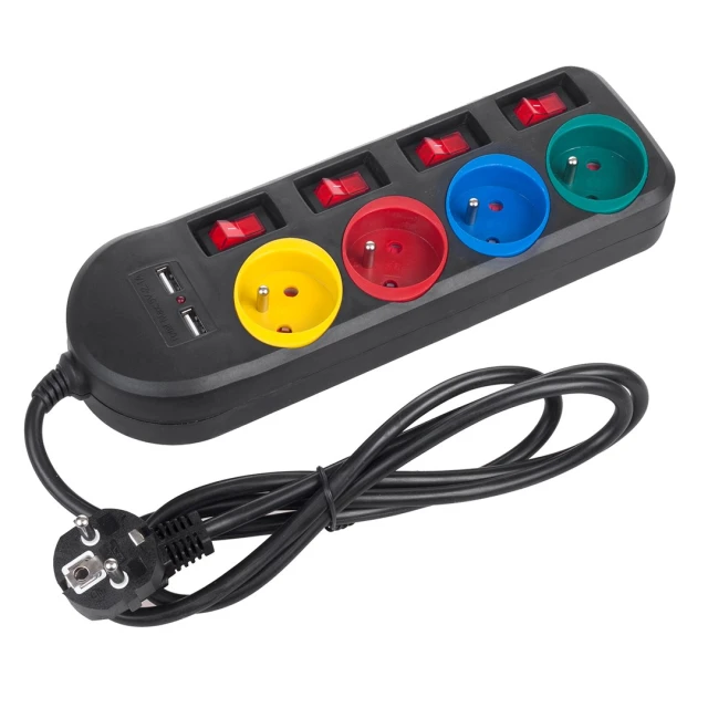 Удлинитель Maclean MCE229B 4 розетки 2xUSB (5902211128724)