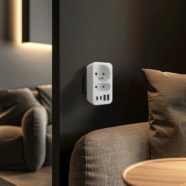 Розетка Maclean 2 розетки + 4xUSB (5902211141471)