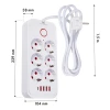 Подовжувач Maclean MCE389 W 6 розеток + 4 x USB 1,5 м 2500 Вт White (5902211141716)