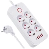 Подовжувач Maclean MCE389 W 6 розеток + 4 x USB 1,5 м 2500 Вт White (5902211141716)