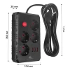 Удлинитель Maclean 4 розетки 3xUSB 1,5 м 2500 Вт 2,1 А Black (5902211141761)