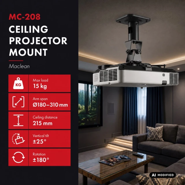 Стельове кріплення для проектора Maclean 180-310 мм до 15 кг MC-208 Black (5902211146438)