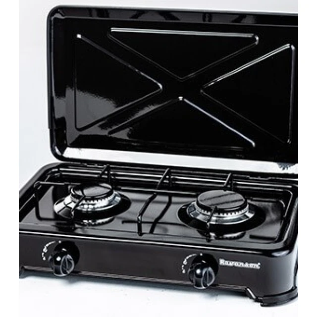Газова плита Ravanson K-02TB 2 конфорки з транспортувальною кришкою Black (5902230901407)