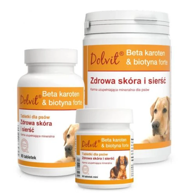 Таблетки для собак Dolfos Dolvit Beta Karoten & Biotyna Forte Mini 90 шт (5902232645477)