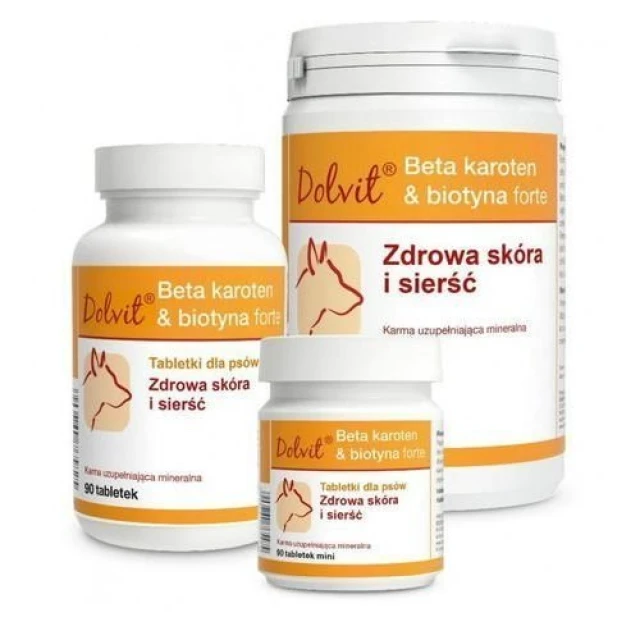 Таблетки для собак Dolfos Dolvit Beta Karoten & Biotyna Forte Mini 90 шт (5902232645477)