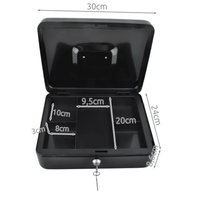 Скринька для грошей металева з замком Malatec Black (5902367971991)