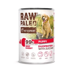 Влажный корм для щенков VetExpert Raw Paleo с говядиной и кроликом 400 г (5902414212077)