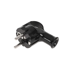 Вилка кутова Schuko з вухом з заземленням Elgotech WT-40-2 Black