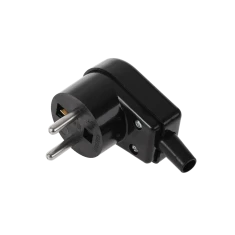Вилка кутова з заземленням Elgotech WT-20S-2 Black